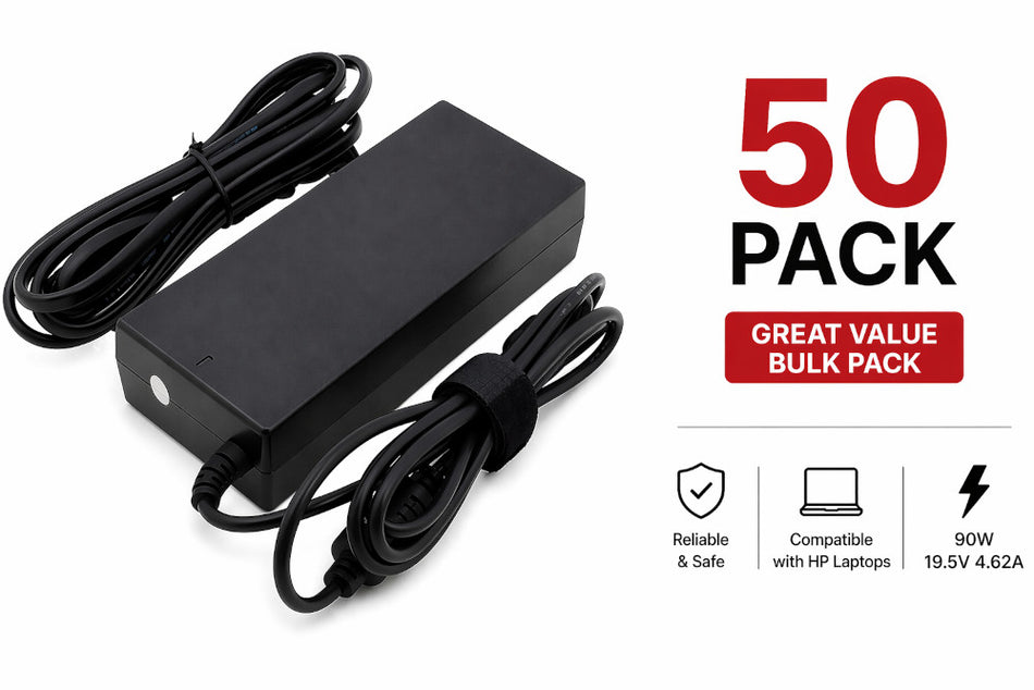 50 Pack HP Laptop Charger 90W 19.5V 4.62A 4.5×3.0mm Tip Compatible Adapters