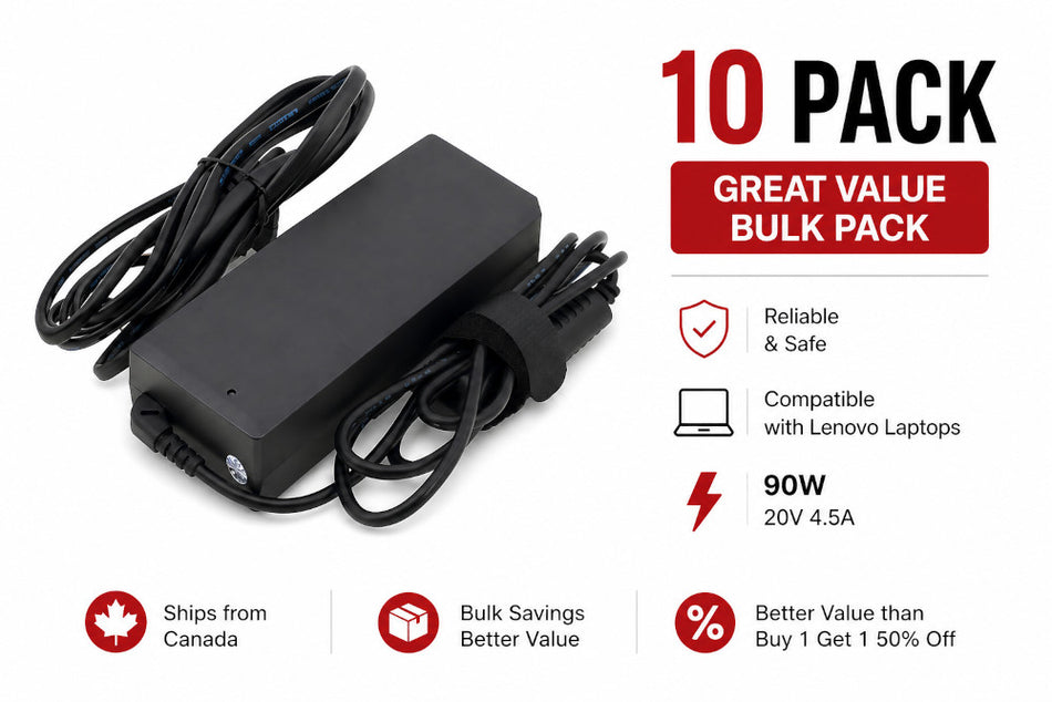 10 Pack Lenovo Laptop Charger 90W 20V 4.5A Slim Tip Compatible Adapters