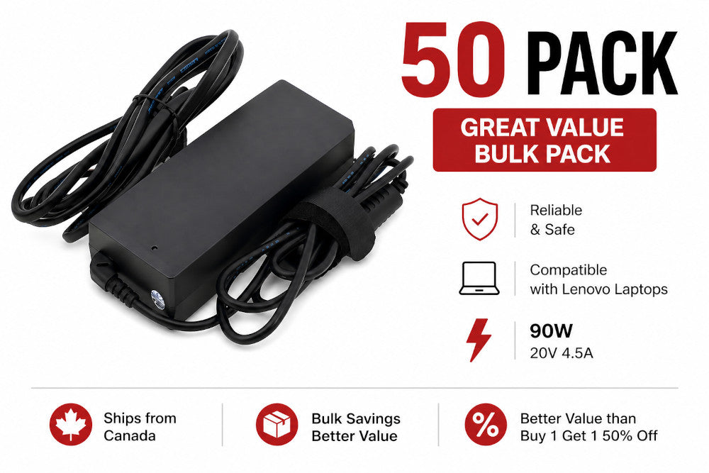 50 Pack Lenovo Laptop Charger 90W 20V 4.5A Slim Tip Compatible Adapters