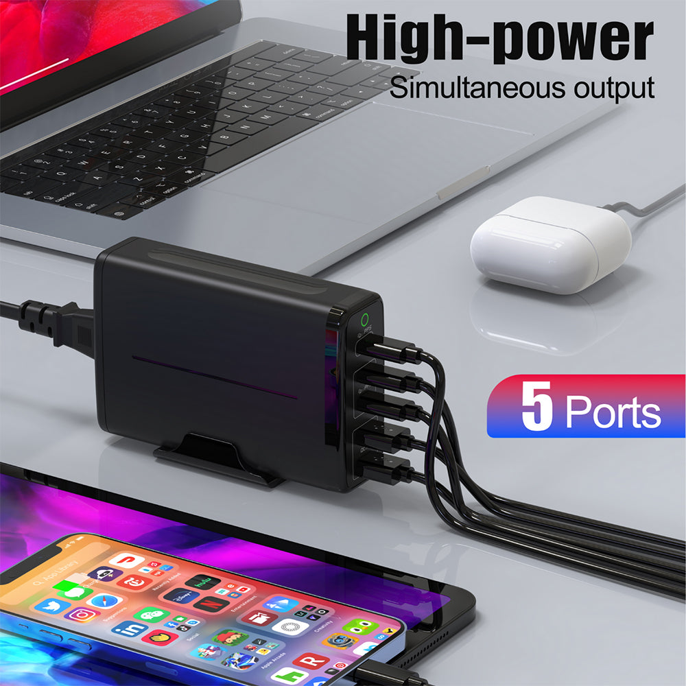 245W GaN USB-C Charging Station 5-Port PD3.1 Fast Charger with 140W USB-C Output for MacBook Pro, MacBook Air, iPad Pro, iPhone and Samsung