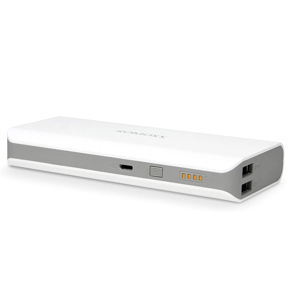 Romoss portable power bank with USB-C and USB-A ports, shown on a clean white background.