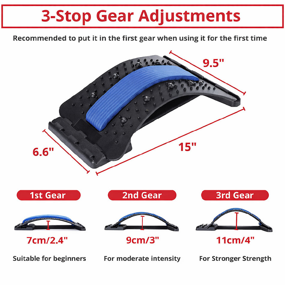 3-Level Adjustable Back Stretcher with Soft Pad – Lumbar Support & Spine Relief Device