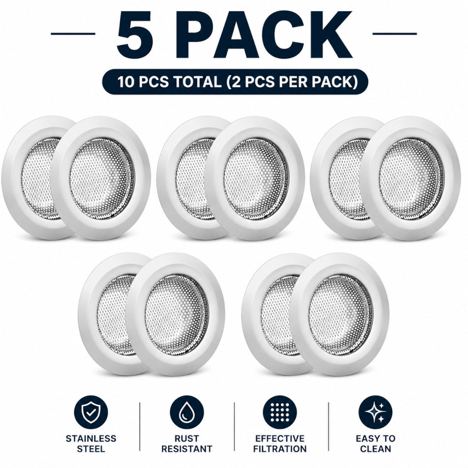 5 Pack Kitchen Drain Covers (2 QTY Each) – Sink Strainer Hair Catcher Set for Kitchen & Bathroom Drains