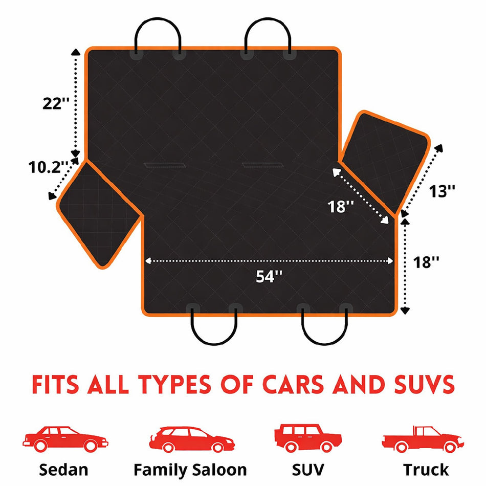 Heavy-Duty Pet Car Mat with Hard Bottom – Dog Back Seat Hammock Cover, Durable Travel Bed & Waterproof Seat Protector