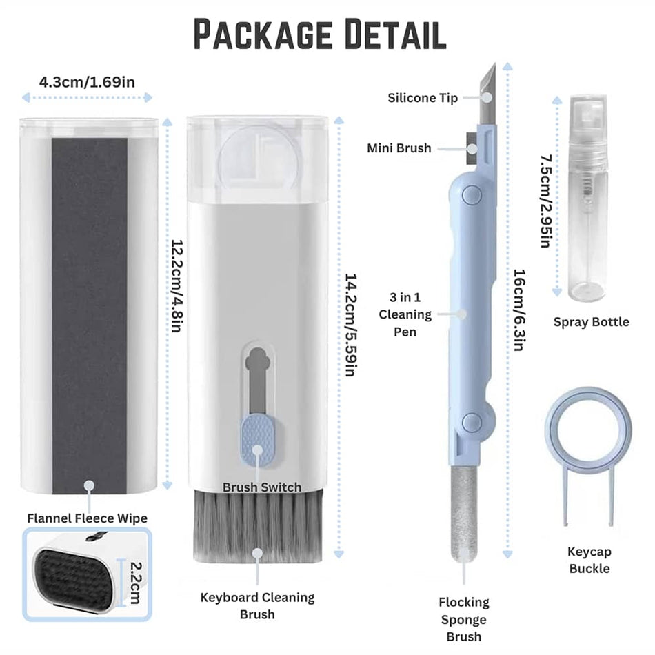 7-in-1 Electronic Cleaning Kit – Keyboard, Laptop & Earbuds Cleaner with Brush & Cleaning Pen