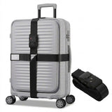 TSA-Approved Luggage Straps with Combination Lock – Adjustable Cross Suitcase Belt (20–34”) with Name Tag
